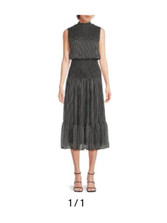 Area Stars Dresses & Skirts - Area Star Mock Neck Sleeveless Smocked Midi Dress in Black size M NWT